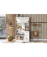 Entryway Hall Tree: Bench, Rack, Shelves, Drawers