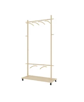 Solid Wood Clothes Drying Rack with Hangers & Wheels