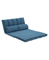 Convertible Futon Loveseat with Sleeper Function and Toss Pillows