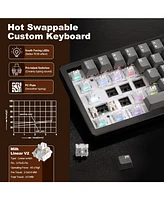 Yunzii AL68 Wireless Mechanical Keyboard,Full Aluminum Cnc,60% Layout with Knob, Qmk/Via Software,Gasket Mounted,Hot Swappable,Rgb Backlit,Bt/2.4G/Usb