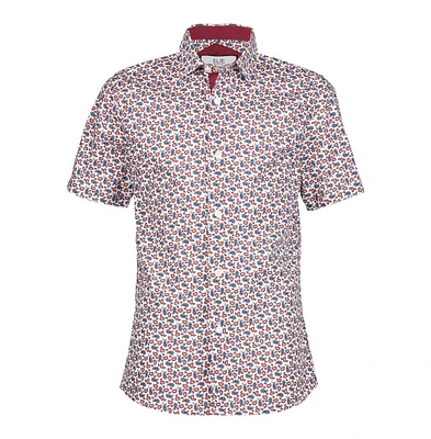 Elie Balleh Big Boys White Short Sleeve Navy Paisley Slim Fit Shirt