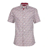 Elie Balleh Big Boys White Short Sleeve Navy Paisley Slim Fit Shirt