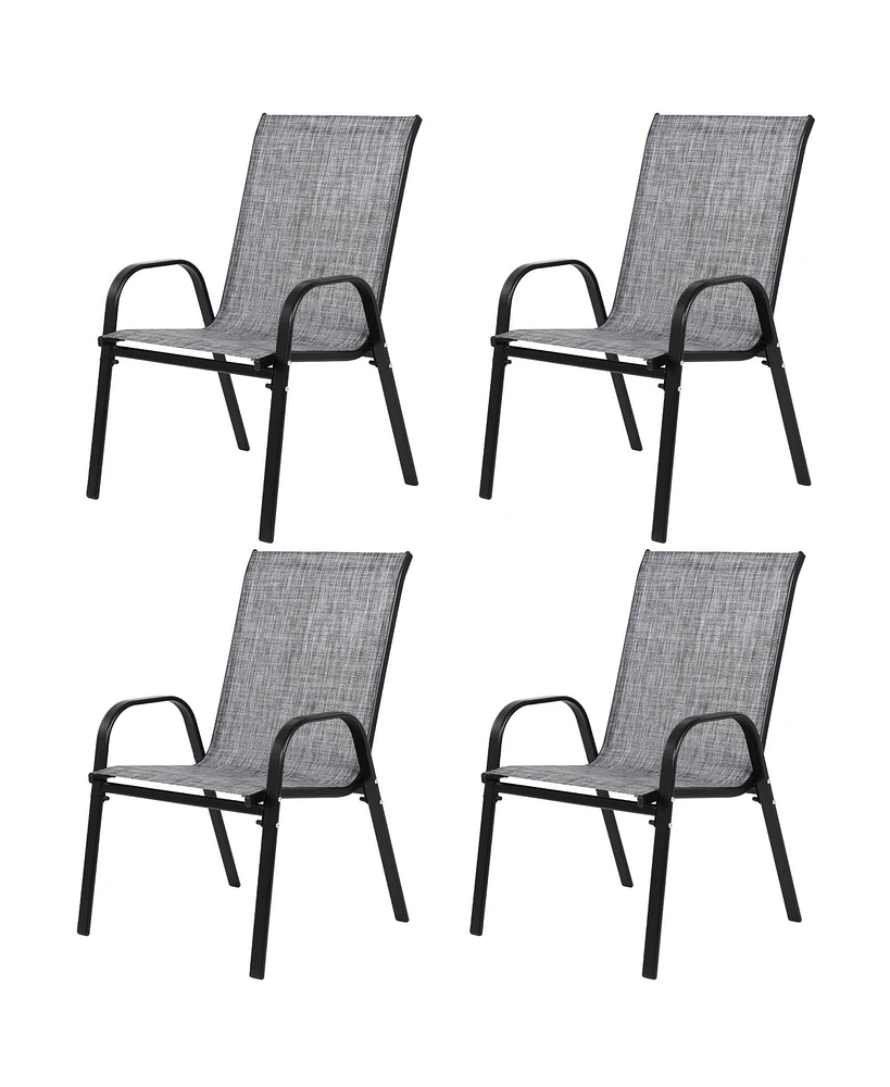 Mondawe 4 Piece Patio Chairs, Outdoor Camping Chairs with Breathable Textilene Fabric, Set of 2 Garden Chairs with Armrest High Backrest for Garden Pa