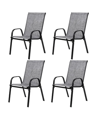 Mondawe 4 Piece Patio Chairs, Outdoor Camping Chairs with Breathable Textilene Fabric, Set of 2 Garden Chairs with Armrest High Backrest for Garden Pa