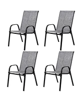 Mondawe 4 Piece Patio Chairs, Outdoor Camping Chairs with Breathable Textilene Fabric, Set of 2 Garden Chairs with Armrest High Backrest for Garden Pa