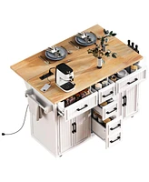 Rolling Kitchen Island with Drop Leaf & Storage
