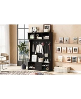 Hall Tree with Bench, Hooks & Drawer