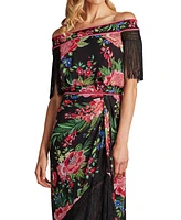 Tadashi Shoji Women's Kaiser Floral Fringe Midi Dress
