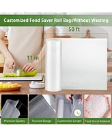 Bonsenkitchen Vacuum Sealer Bags, 11 in x 50 ft Rolls 2 Pack Seal Bags for Food Storage Saver, Bpa Free, Commercial Grade Textured Food Roll Bags, Cus