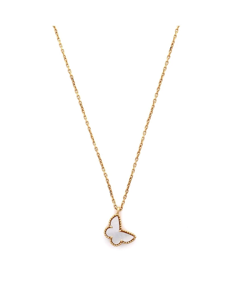 Pre-Owned Van Cleef & Arpels Sweet Alhambra Butterfly Pendant Necklace 18K Gold and Mother of Pearl