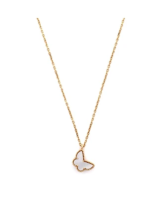Pre-Owned Van Cleef & Arpels Sweet Alhambra Butterfly Pendant Necklace 18K Gold and Mother of Pearl