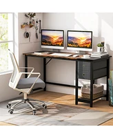 55-Inch Home Office Desk with 2 Drawers Hanging Hook