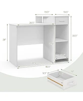 Computer Desk Modern Laptop Pc Desk with Adjustable Shelf and Cable Hole
