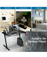 43.5 Inch Height Adjustable Gaming Desk with Blue Led Lights