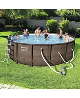 Bestway Power Steel 14' x 42" Above Ground Outdoor Swimming Pool Set with Pump