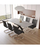 Extendable Dining Table Set for 6-8 with Upholstered Chairs