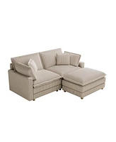 Beige Modular Sectional Sofa with Pillows for Living Room and Bedroom