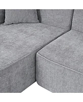 Modern L-Shape Sectional Sofa with Chenille Fabric and Pillows