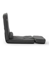 5-in-1 Convertible Sofa Bed with Tray, Gaming Chair with Adjustable Back Support (Dark Grey)