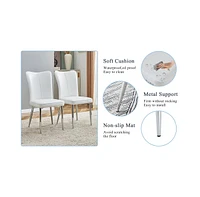 Modern Glass Dining Table (63"x35.4") with 6 Pu Chairs