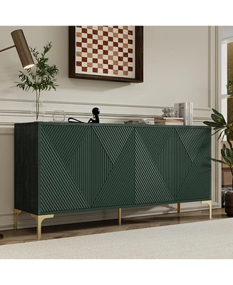 Modern Olive Green Sideboard - 60" with Storage & Rebound Doors