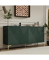 Modern Olive Green Sideboard - 60" with Storage & Rebound Doors