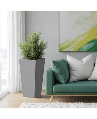 Metal Tapered Planter - 30" Tall, Burnished Grey