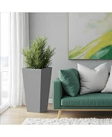 Metal Tapered Planter - 30" Tall, Burnished Grey