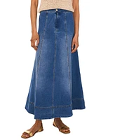 1.state Women's Seamed Denim Zip-Back Maxi Skirt