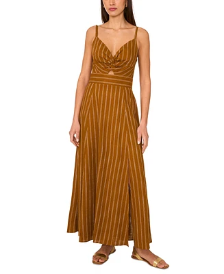 1.state Women's Printed Twist-Front Sleeveless Maxi Dress