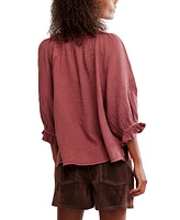 Free People Women's Lucy Cotton Button-Front Swing Blouse