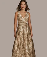 Donna Karan New York Women's Metallic-Print Surplice Gown