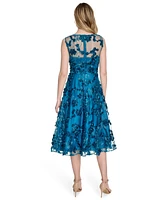 Eliza J Women's Embroidered-Mesh Sleeveless Fit & Flare Dress