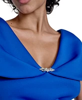 Jessica Howard Women's V-Neck Cape-Sleeve Gown