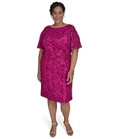 Jessica Howard Plus Soutache Lace Flutter-Sleeve Dress