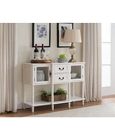 Kings Brand Furniture Modern Sideboard Buffet Cabinet, Console Sofa Table with Glass Doors, Storage Drawers & Shelves for Kitchen, Dining Living Room