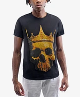 heads or tails Men's Crown Skull Rhinestone Crew T-Shirt