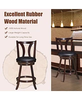 Sugift 24 Inch Set of 2 Swivel Bar Stools Bar Height Chairs with Rubber Wood Legs