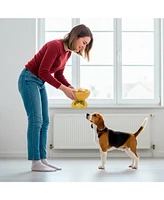 P.t. Supply Co. Lemon Shaped Stoneware Elevated Pet Bowl, Raised Ceramic Food & Water Dish for Dogs and Cats