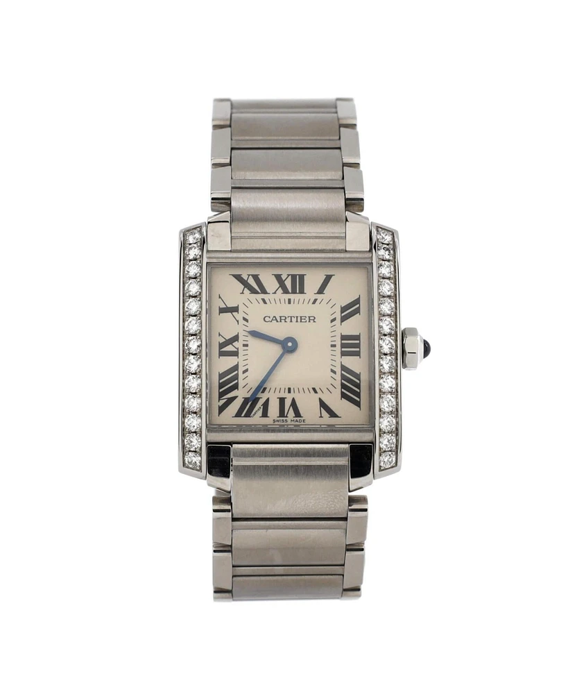 Pre-Owned Cartier Tank Francaise Quartz Watch in Stainless Steel with Diamond Bezel 25mm