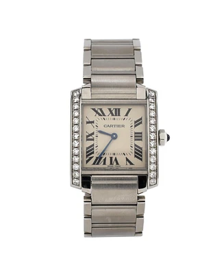 Pre-Owned Cartier Tank Francaise Quartz Watch in Stainless Steel with Diamond Bezel 25mm