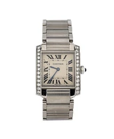 Pre-Owned Cartier Tank Francaise Quartz Watch in Stainless Steel with Diamond Bezel 25mm