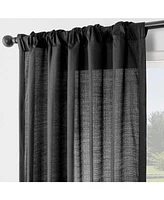 Tan Rustic Weave Sheer Linen Curtains (2 Panels) Rod Pocket Window and Drapes, 50 W X 108 L