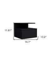 Minimalist Floating Faux Wood Nightstand with Storage Drawer