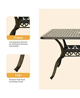 7pcs Outdoor Furniture Set Cast Aluminium Patio Dining Set 6 Outdoor Dining Chairs and 71 Inches Rectangular Dining Table for Balcony Porch Backyard G