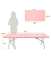 8ft Pink Folding Table - Portable & Durable