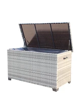 Wicker Patio Furniture Storage Box (Grey )