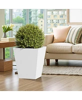 18" Metal Tapered Planter - Burnished White