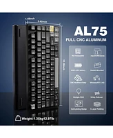 Yunzii AL75 Wireless Mechanical Gaming Keyboard,Full Aluminum Cnc,75% Layout,Bt/2.4G/Wired,Hot Swap,Creamy Switches,Tkl Gasket,Rgb Backlight,Programma