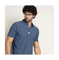 Campus Sutra Men's Steel Blue Seamless Waffle Polo T-Shirt